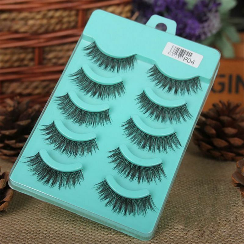 5PAIRS Sexy Natural Black Eye Lashes Handmade Messy Cross False Eyelashes Makeup