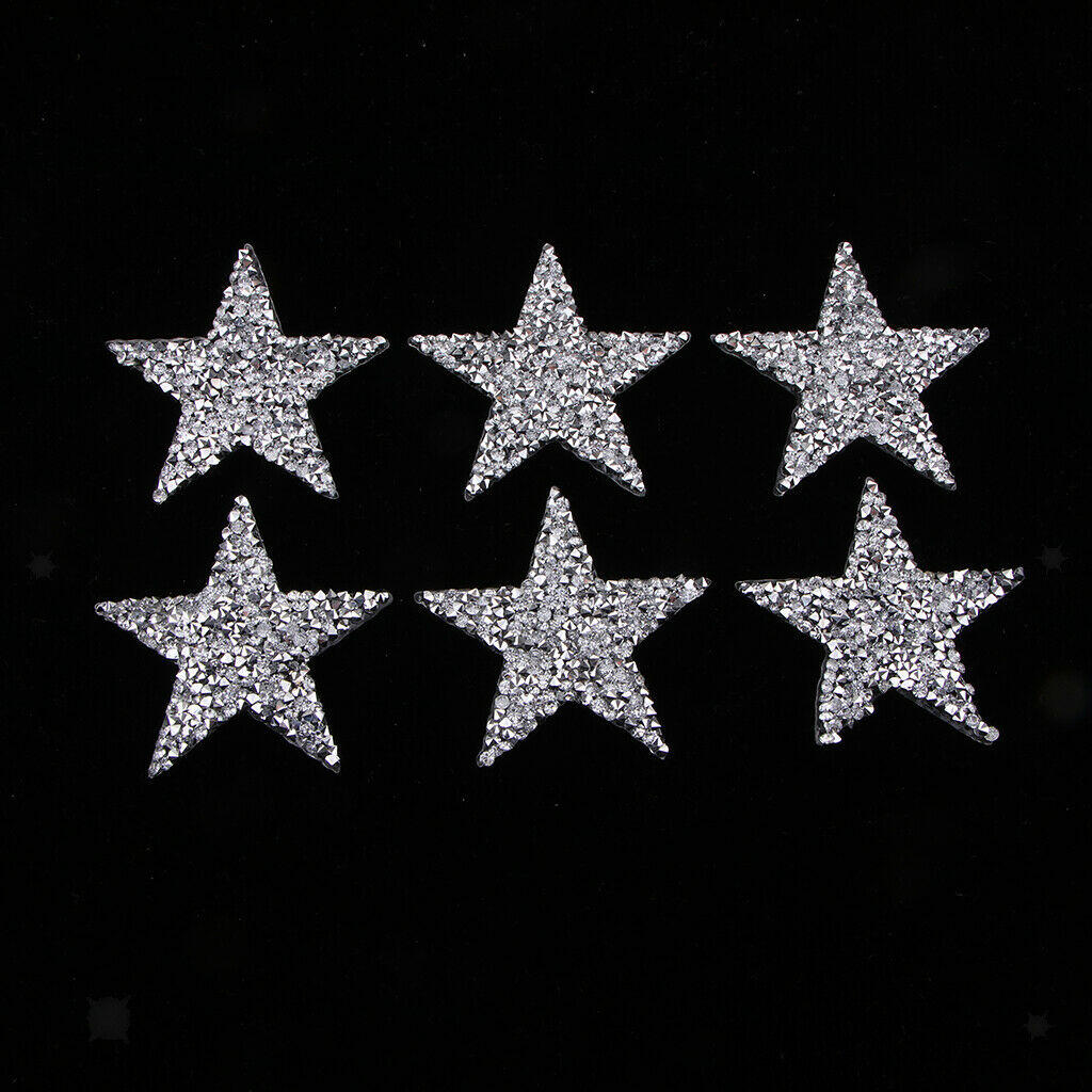 Pack of 12 5&6cm Star Iron on Crystal Patches for Backpack Sweater Decor