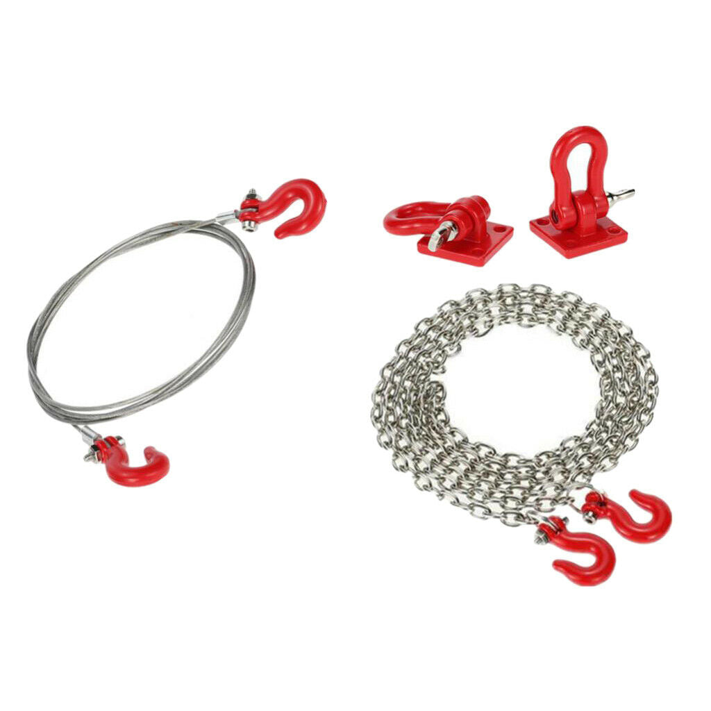 1/10 RC Car Tow Hook Trailer Chain Rope+Tire Rack Holder for Axial SCX10 D90
