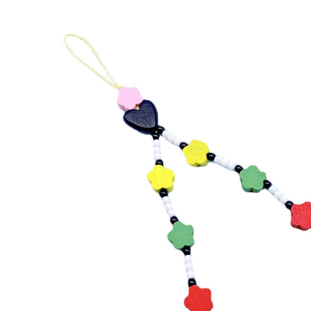 Flower Beaded Phone Lanyard Chain DIY Beads Charms Key Chain for Girls