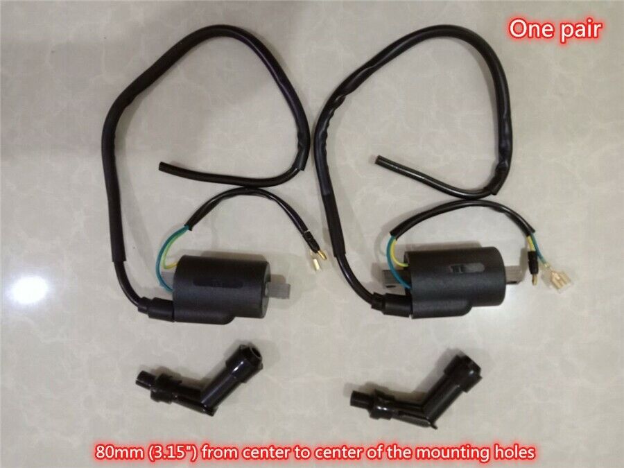 for CL450 CB450 CB500 CL500 Twin One pair 12V Ignition Coils and Spark Plug Caps