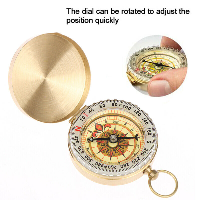 Camping Hiking Pocket Brass Golden Compass Portable Compass Navigation Ou.l8