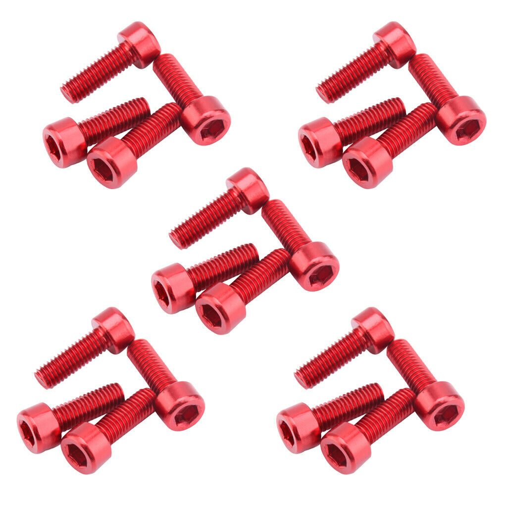20 Pieces Aluminum Alloy Bike Water Bottle Cage Holder Bolts Screws Red
