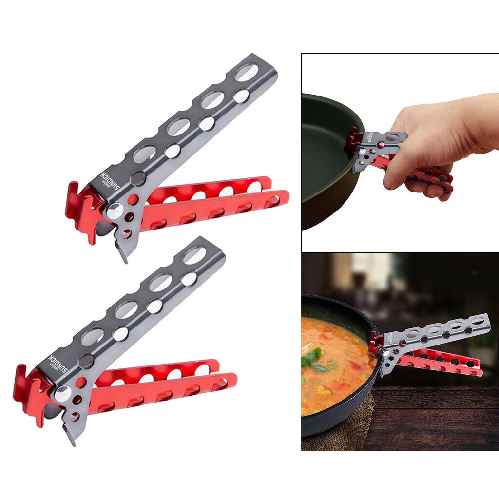 2x Hand Clamp Handle with Tongs for Camping Cookware