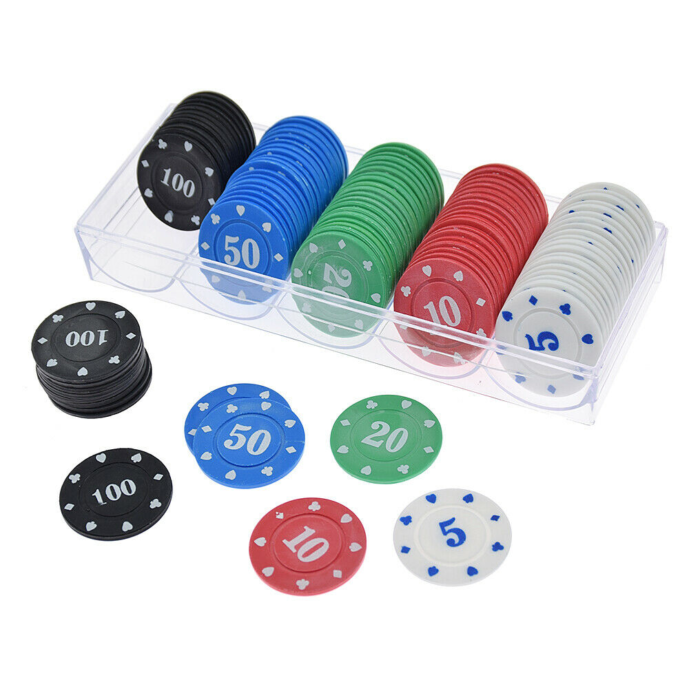 100Pcs Poker Chips Monte Carlo 4 Gram Choice of 5 Denominations Game Baccarat