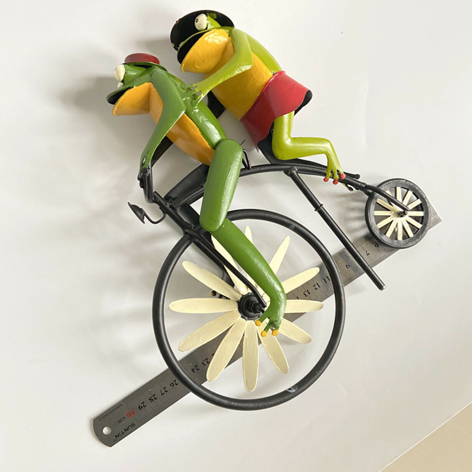 Bike Wind Spinner Metal Frog on Bicycle Windmill Outdoor Lawn Decoration