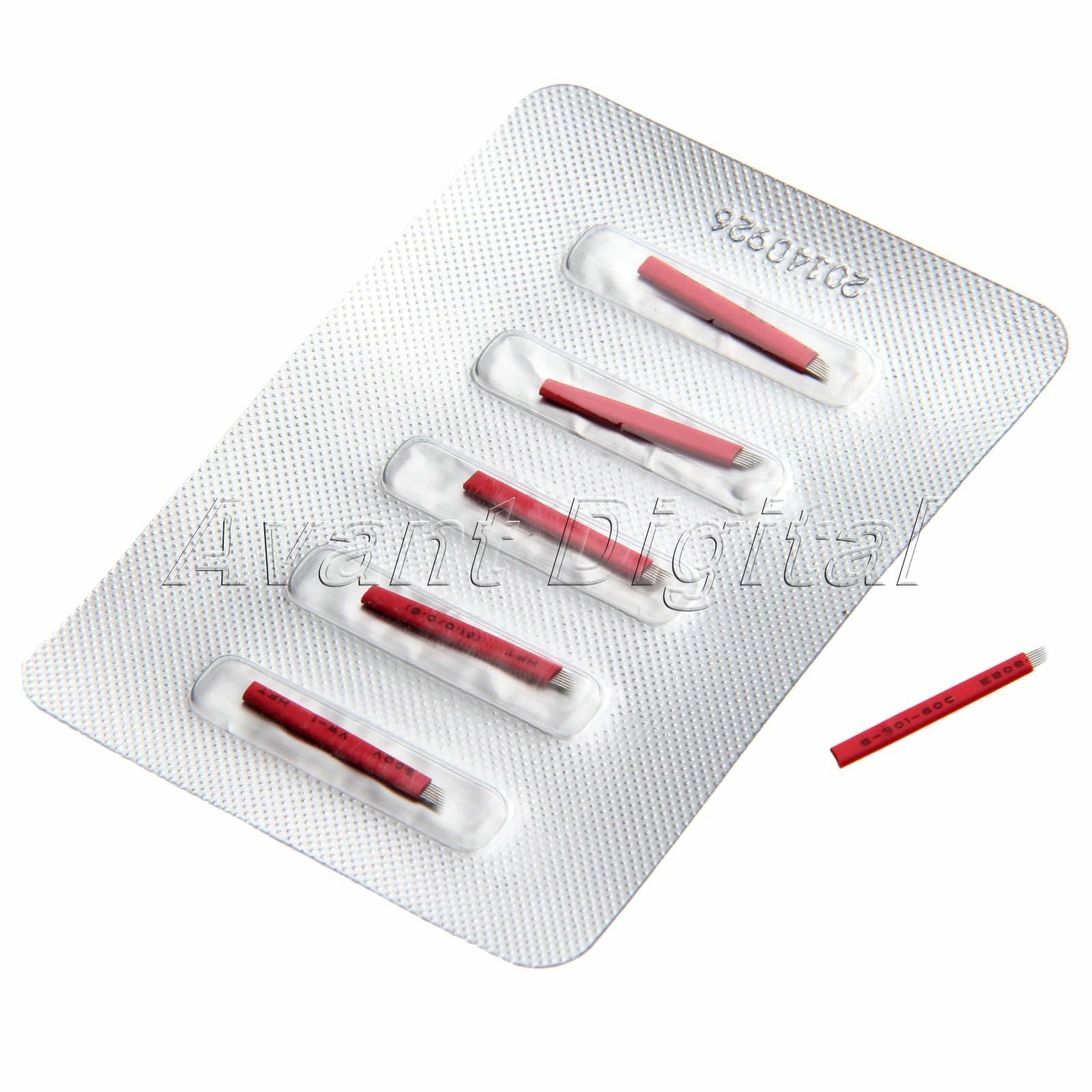 5PCS Red Microblading Pen Tattoo Needle Blades 7 Pin  Eyebow Permanent Makeup