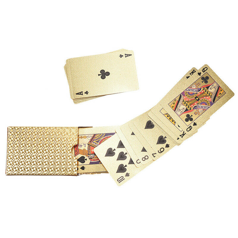 54 pcs waterproof pvc playing cards set golden box poker card magic trick.l8