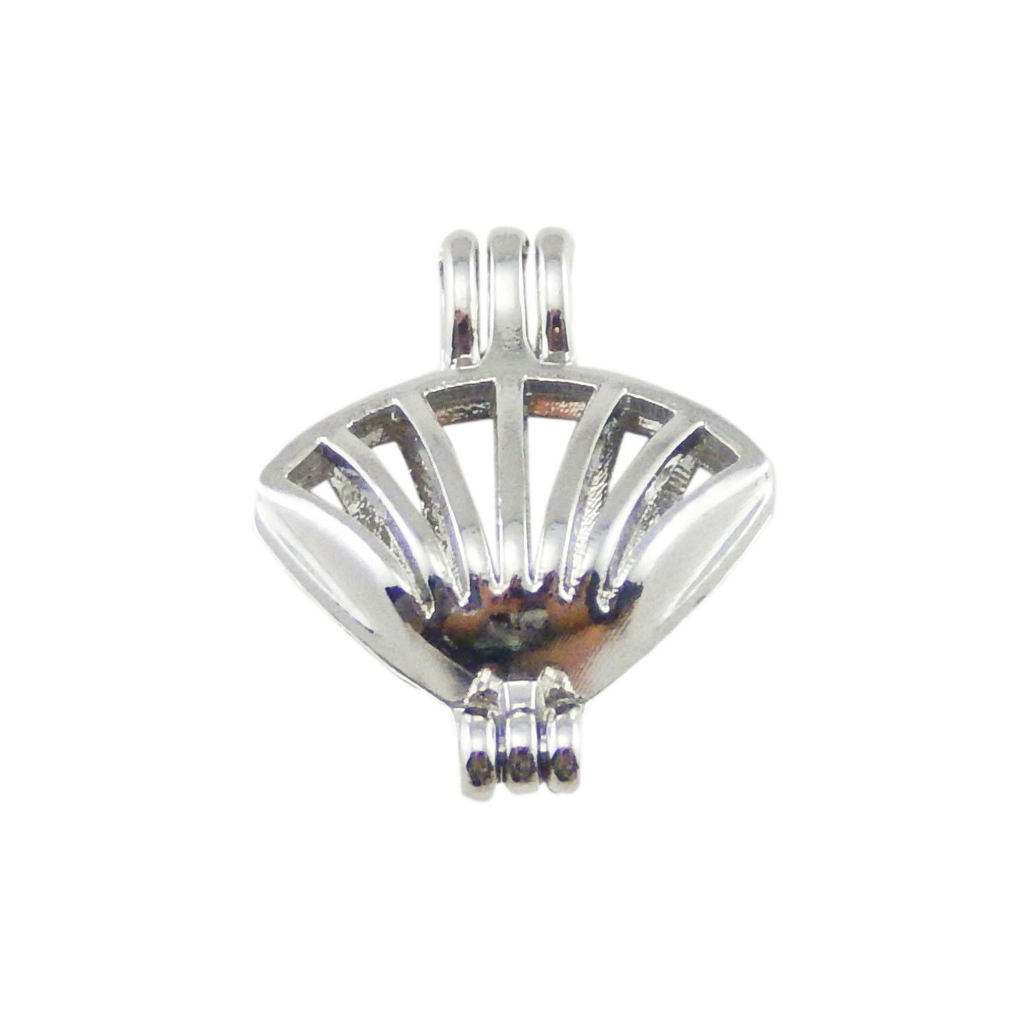 1PC White K Plated Alloy Sector Hollow Openable Locket Charms Pendants Jewelry