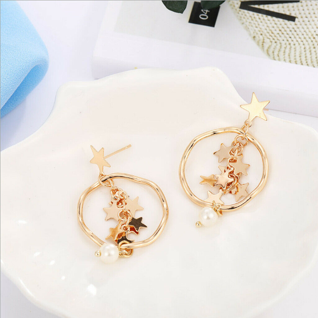 1pair Ear Hook Earring Star Women Wedding Show Jewelry Christmas Day Gifts
