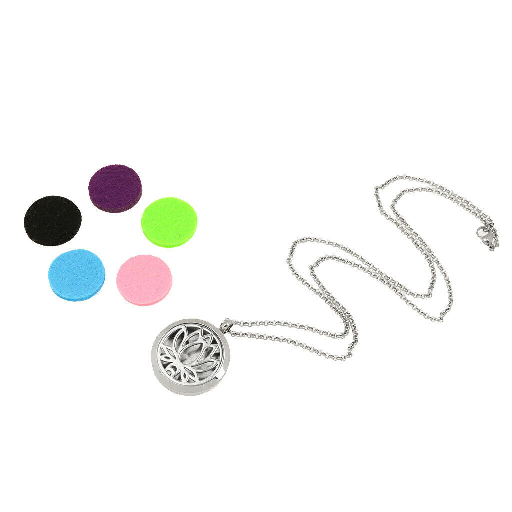 3 Pieces Aromatherapy Essential Oil Diffuser Pendant Necklace Steel Locket