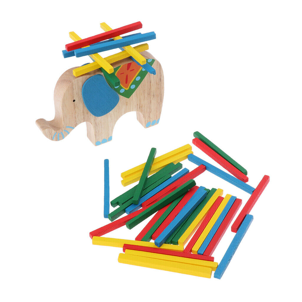 Wooden Stick Stacking Balance Beam Wooden Puzzle Building Blocks  Elephant