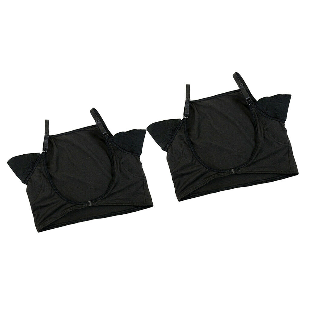 2 lot T-Shirt Resuable Underarm Sweat Pads Guards w/Adjustable Strap Black