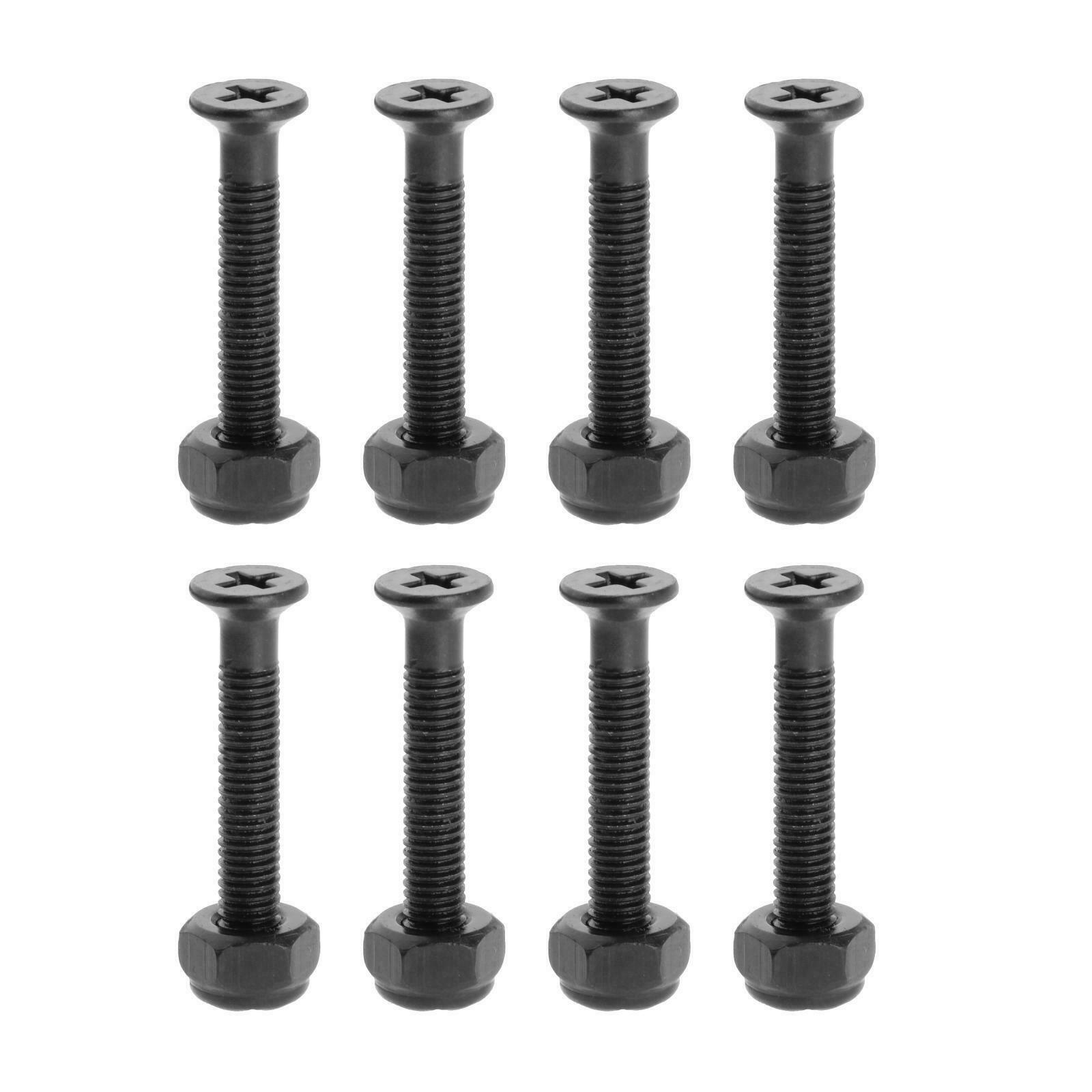 8pcs Longboard Skateboard Wheel Installing Hardware Screws Nuts Bolts Black