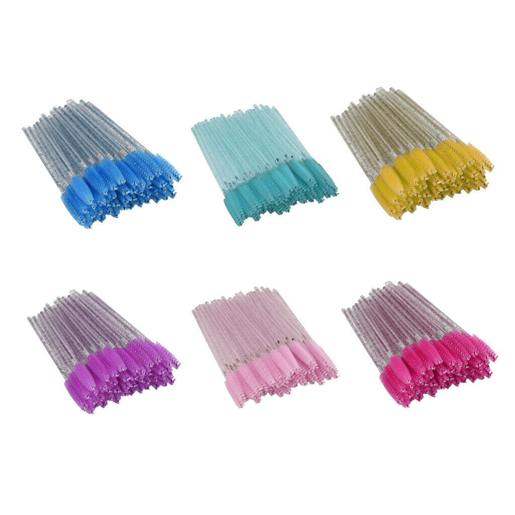 300 Packs Eyelash Mascara Wands w/ Crystal Handle Eyebrow Spiral Brushes
