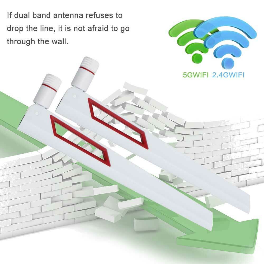 2x WIFI Antenna 2.4/5G 5.8Gh RP SMA Male Antennas Amplifier WLAN Router Booster