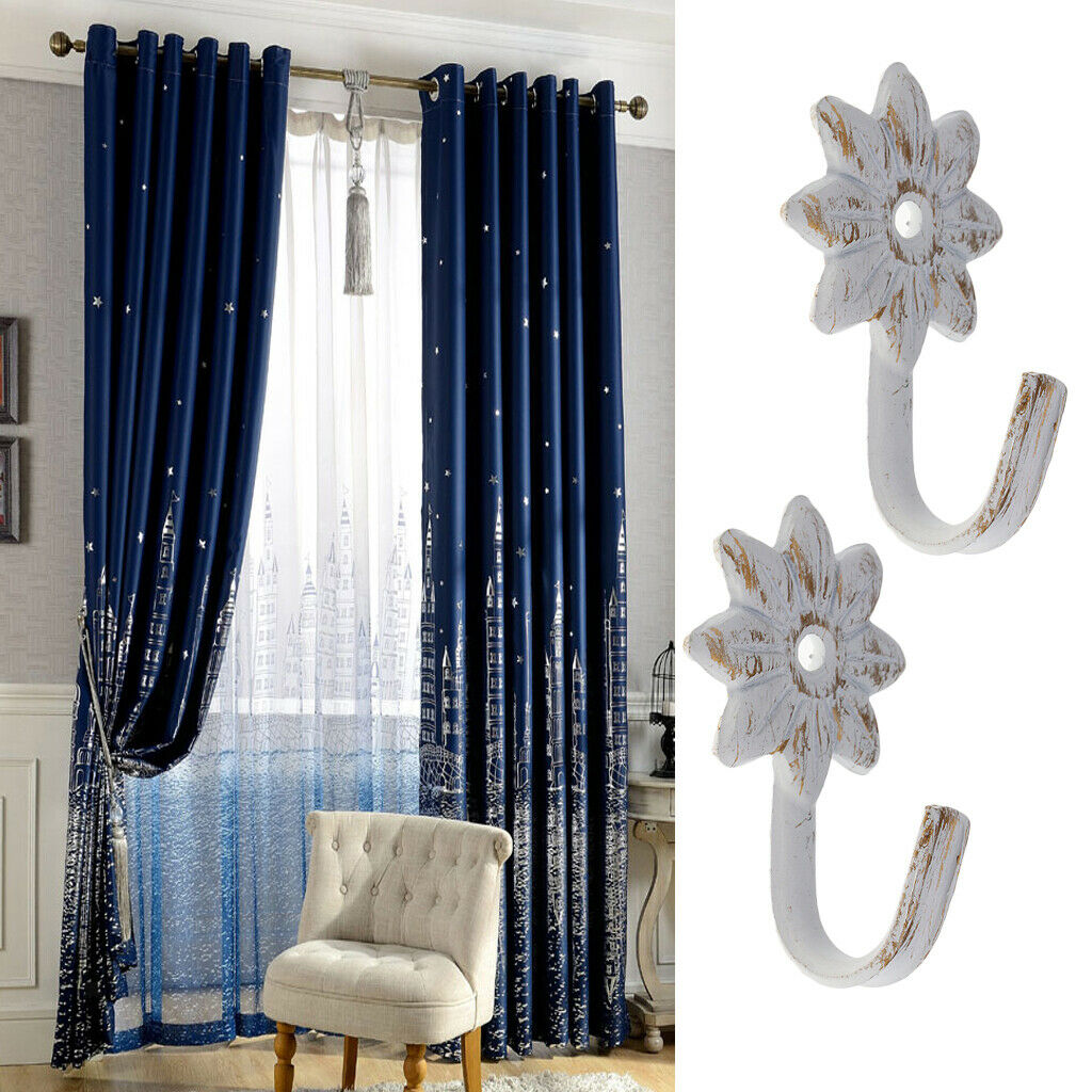 4x Curtain Tie Back Hooks Window Blind Tiebacks Hanger Holder Type 1 - 004