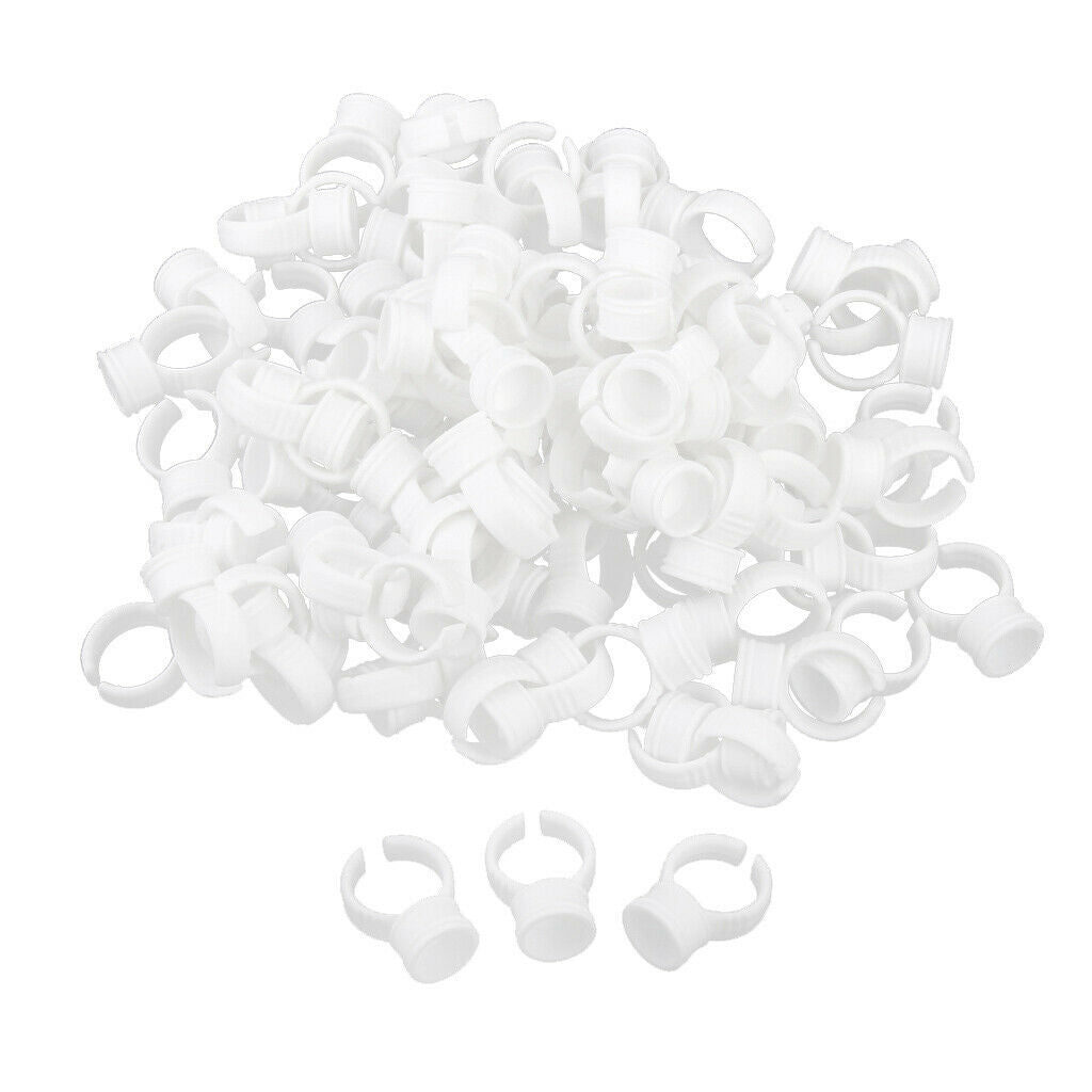 Lots 300 Disposable Plastic Eyebrow Tattoo Ink Pigment Cups Caps Rings