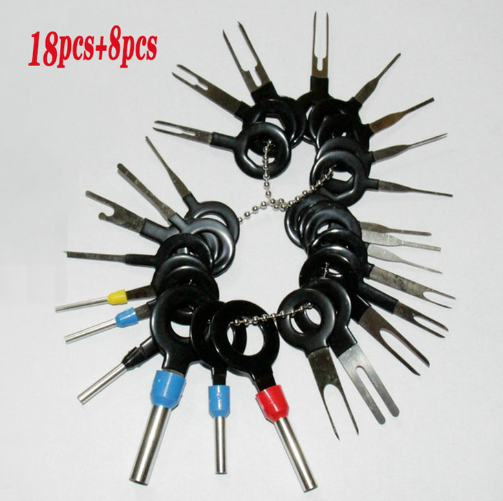 26pcs Pin Ejector Wire Kit Extractor Auto Terminal Removal Connector Puller Tool