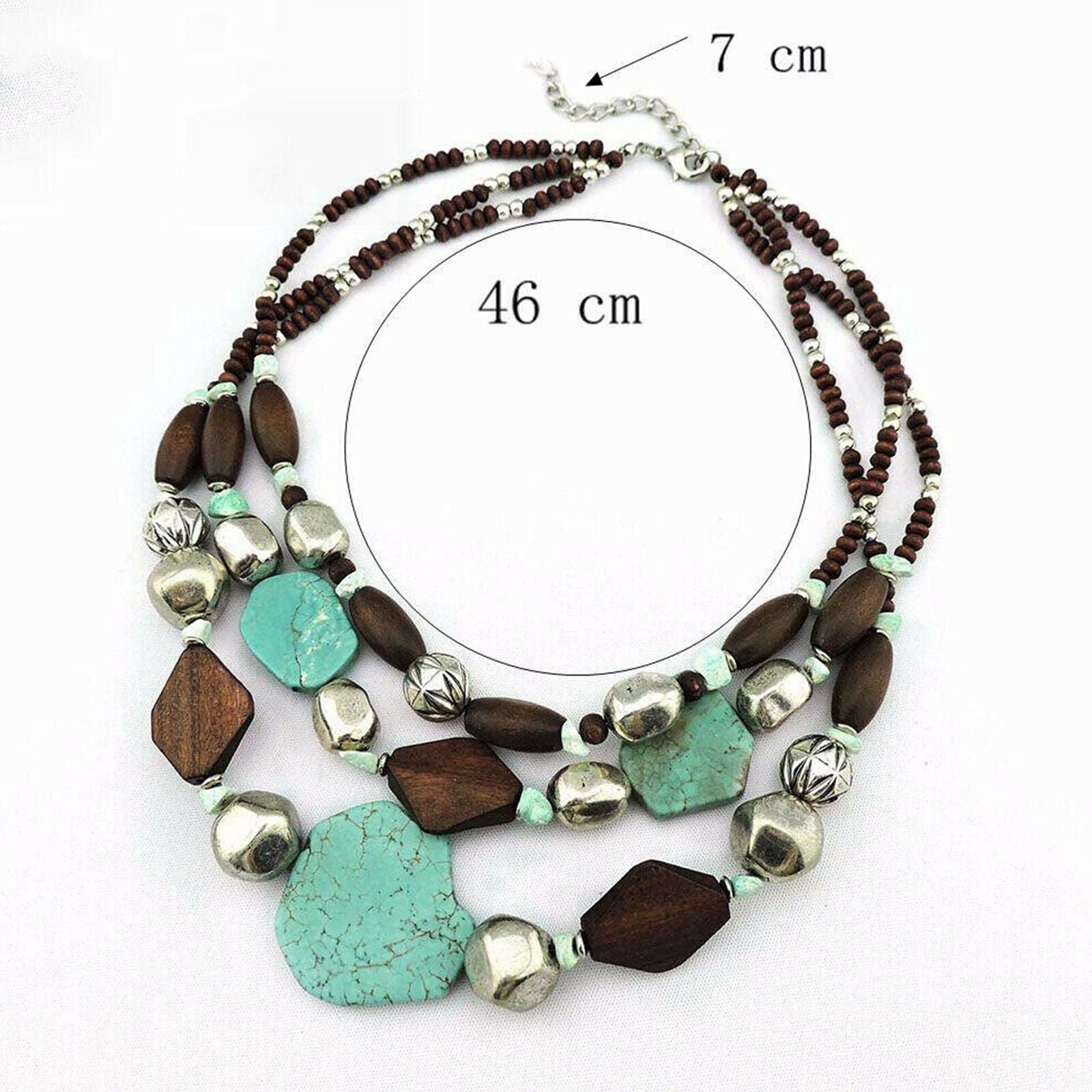 Bohemian Multilayer Turquoise Chunky Choker Necklace Women Jewelry Gifts
