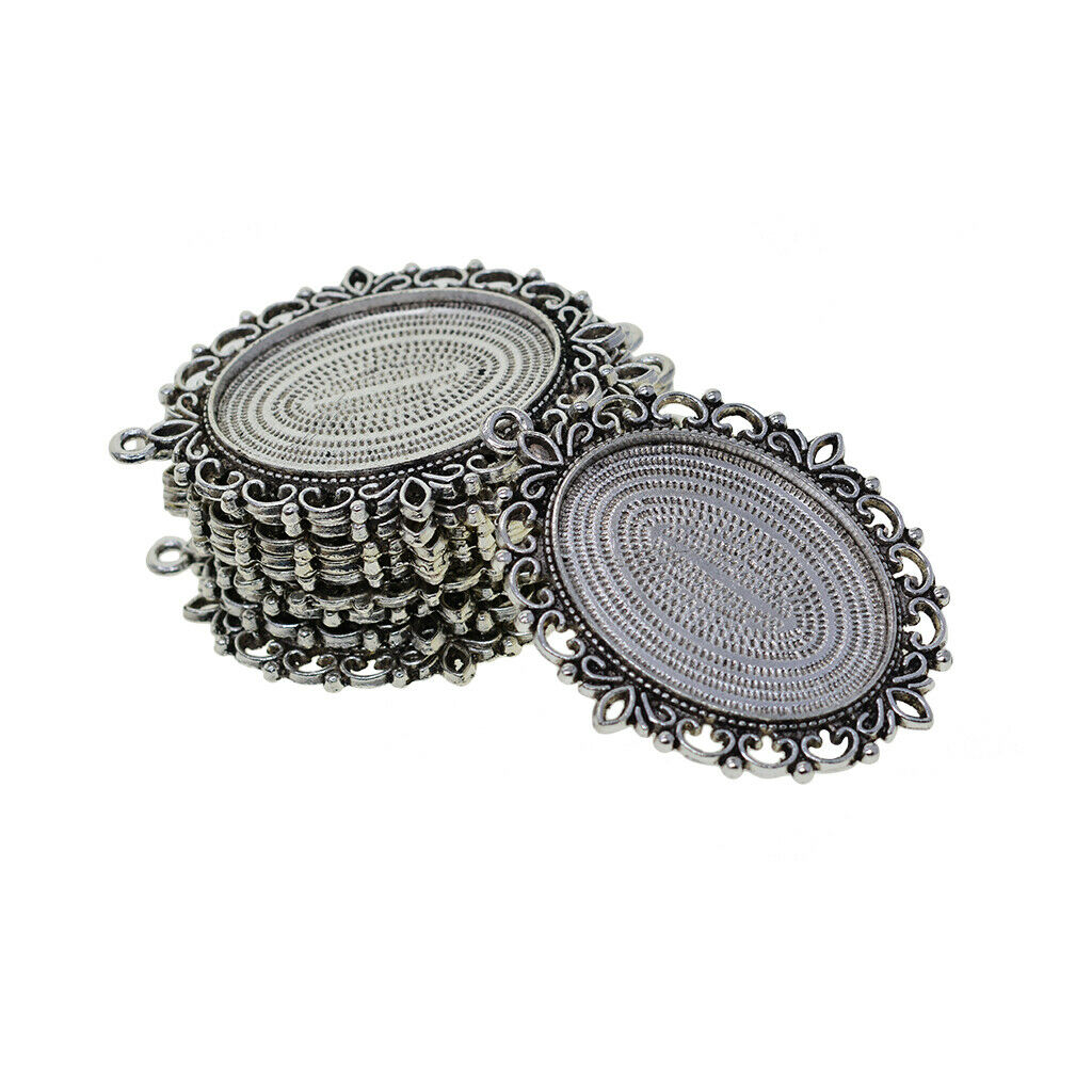 20pcs Oval Pendant Tray, Fit 30x40mm Cabochon, Default Setting Blank