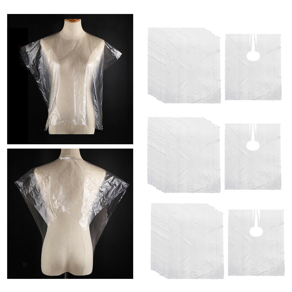 150 PCS PE Disposable Hair Cutting Cape Gown Salon Barber Shop Capes Gowns