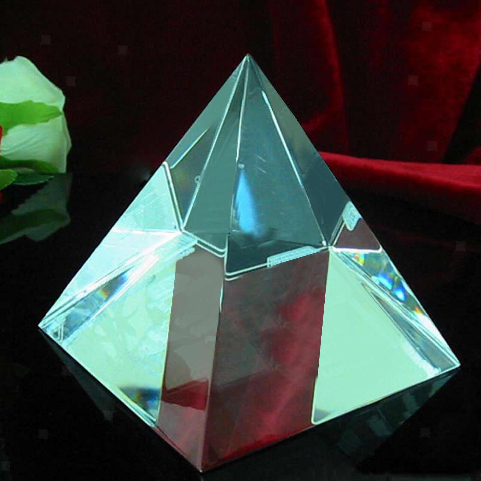 Clear Crystal Pyramid Prism Home Decor Paperweight Experiment Instrument