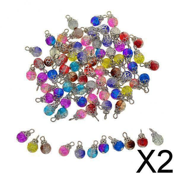2X 50x Wholesale Glass Bead Charms Floral Pendants Jewelry Making Bracelets