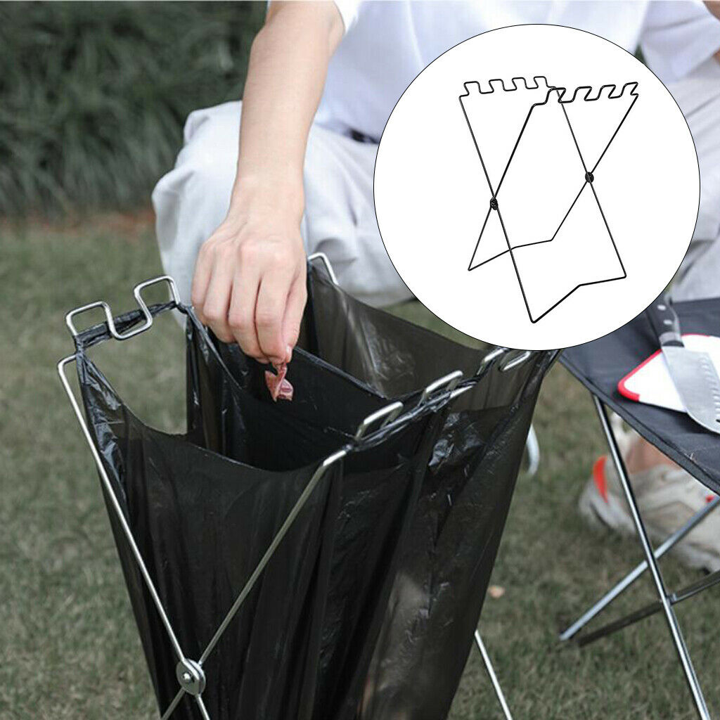 Folding Trash Bag Holder Stand Outdoor Storage Kitchen Indoor Outdoor Use