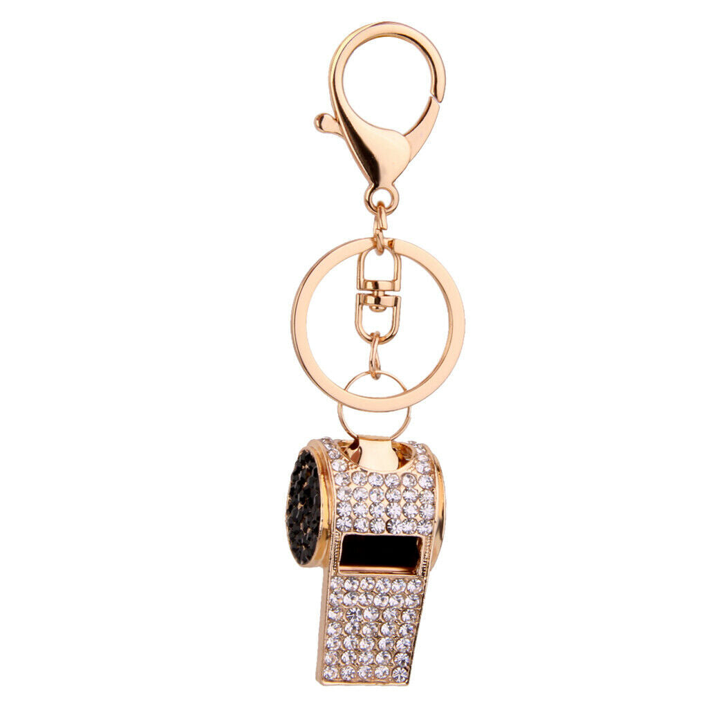 Crystal Whistle Keychain Chain Diamante Charms Bag Purse Pendant