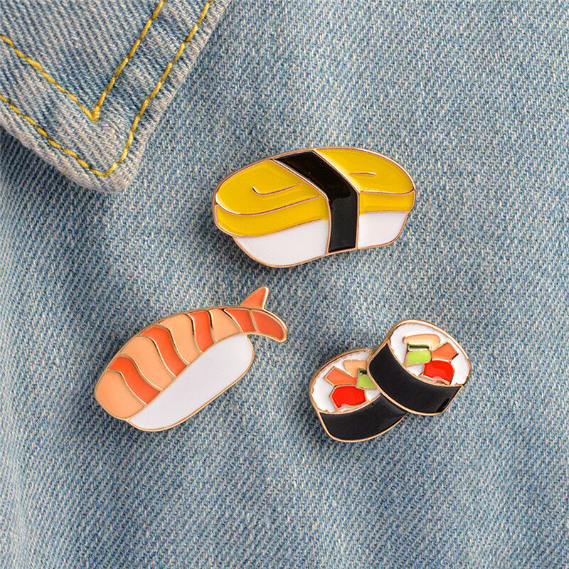 3x/Set Enamel Japanese Food Sushi Brooch Pins Shirt Collar Badges Pin Jewe.l8