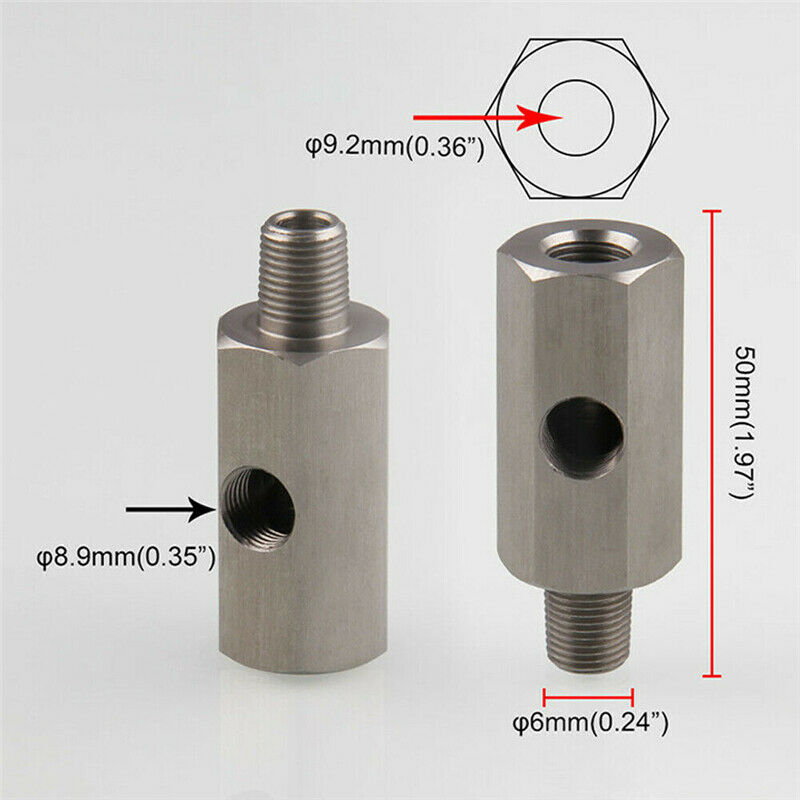 Oil Pressure Sensor Tee 1/8''NPT to Adapter Fitting Turbo Supply Feed Line Gauge