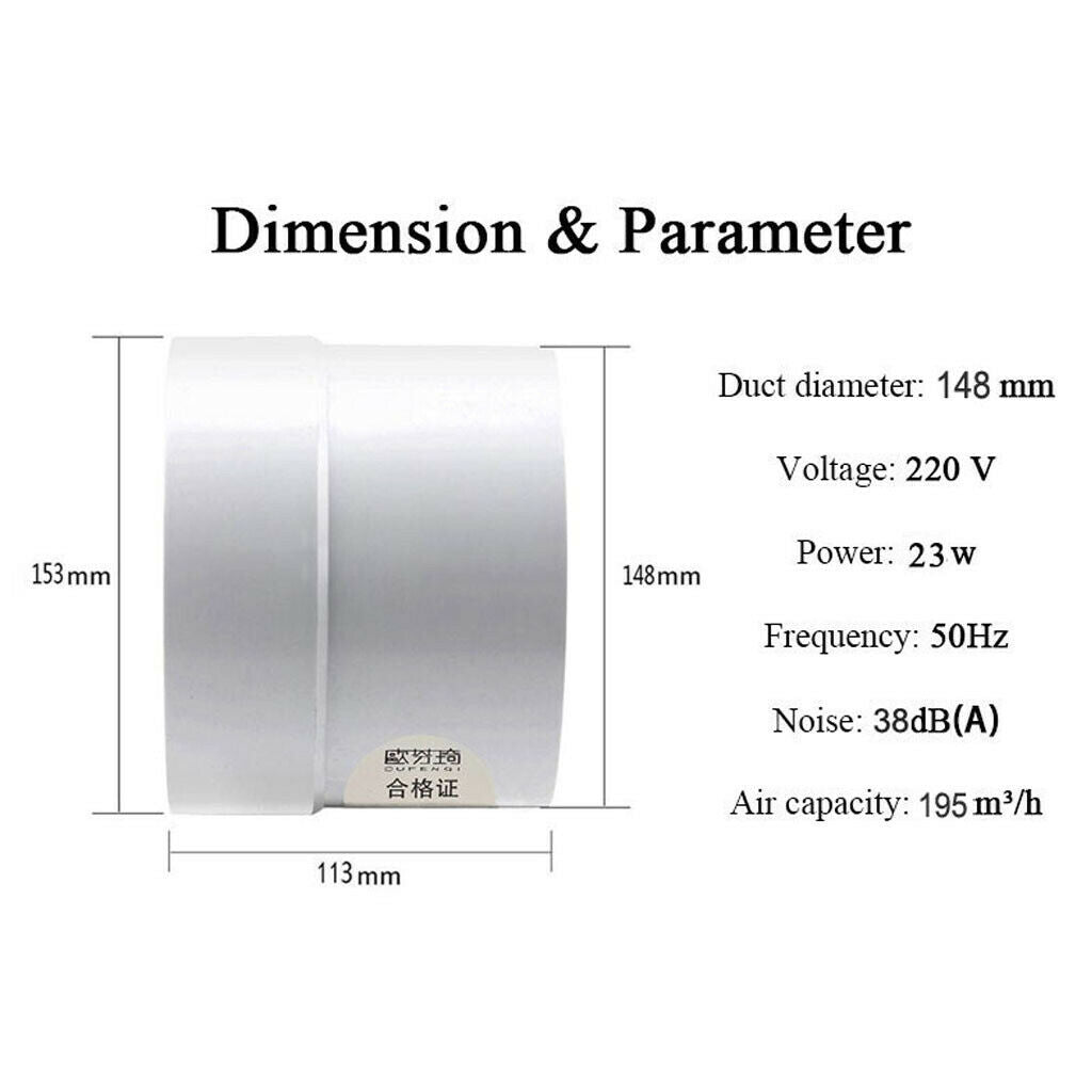 6"Inline Duct Booster Fan Exhaust Blower Home Grow Tent Room Indoor Grow