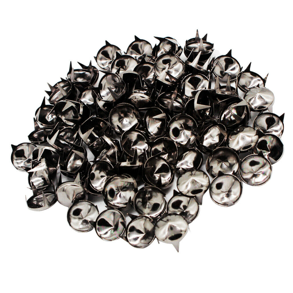 100 Pcs Black Metal Cone Rivets Claw Tooth Studs For Bags Clothes
