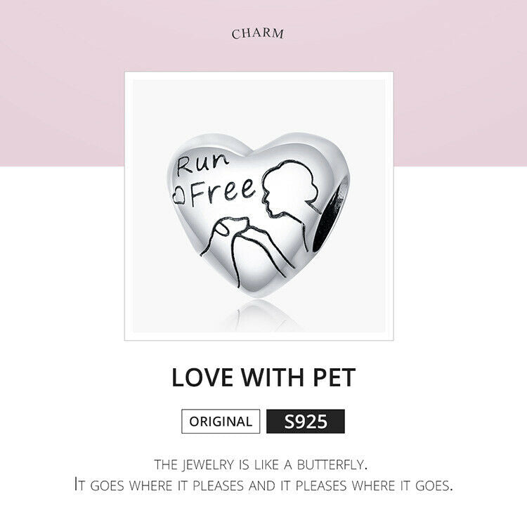 Fashion Women Authentic S925 Sterling SilverLove with Pet Charms Fit Bracelets