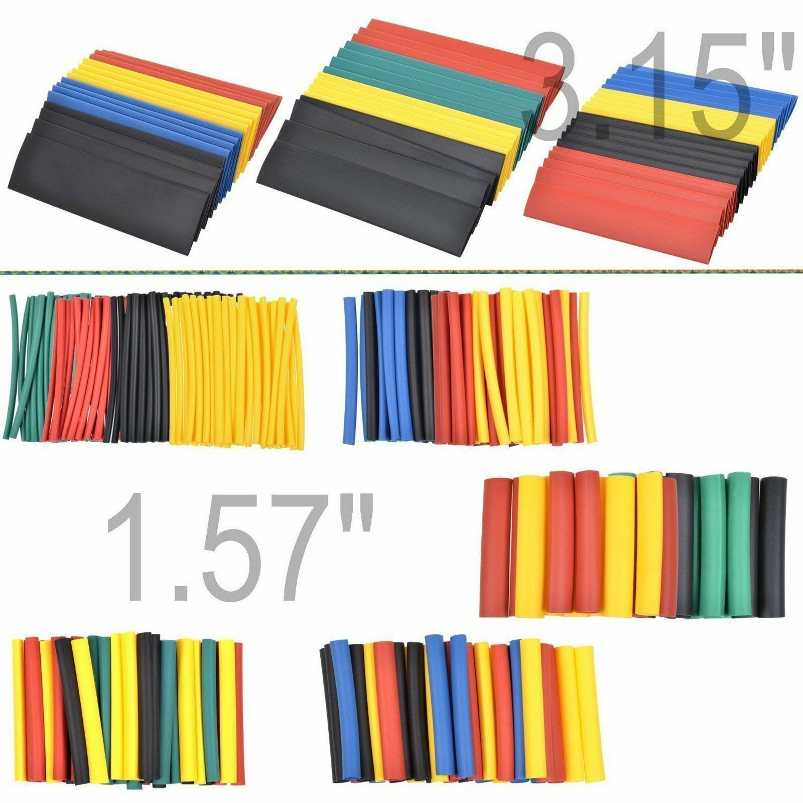 2:1 Polyolefin Heat Shrink Tubing Tube Sleeve Wrap Wire Assortment 8 Size 328 pc