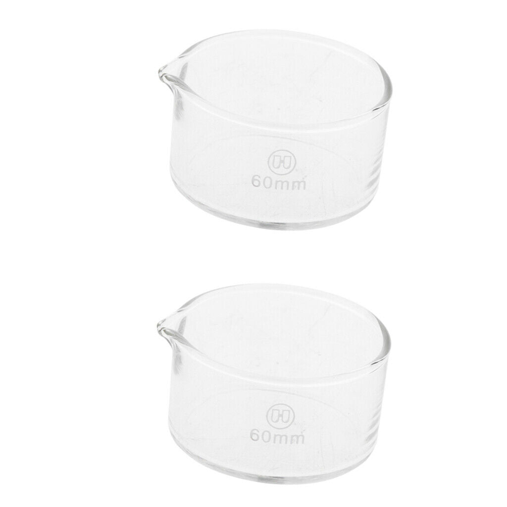 2 Pieces 60mm Reusable Glass Crystallizing Dishes, Borosilicate