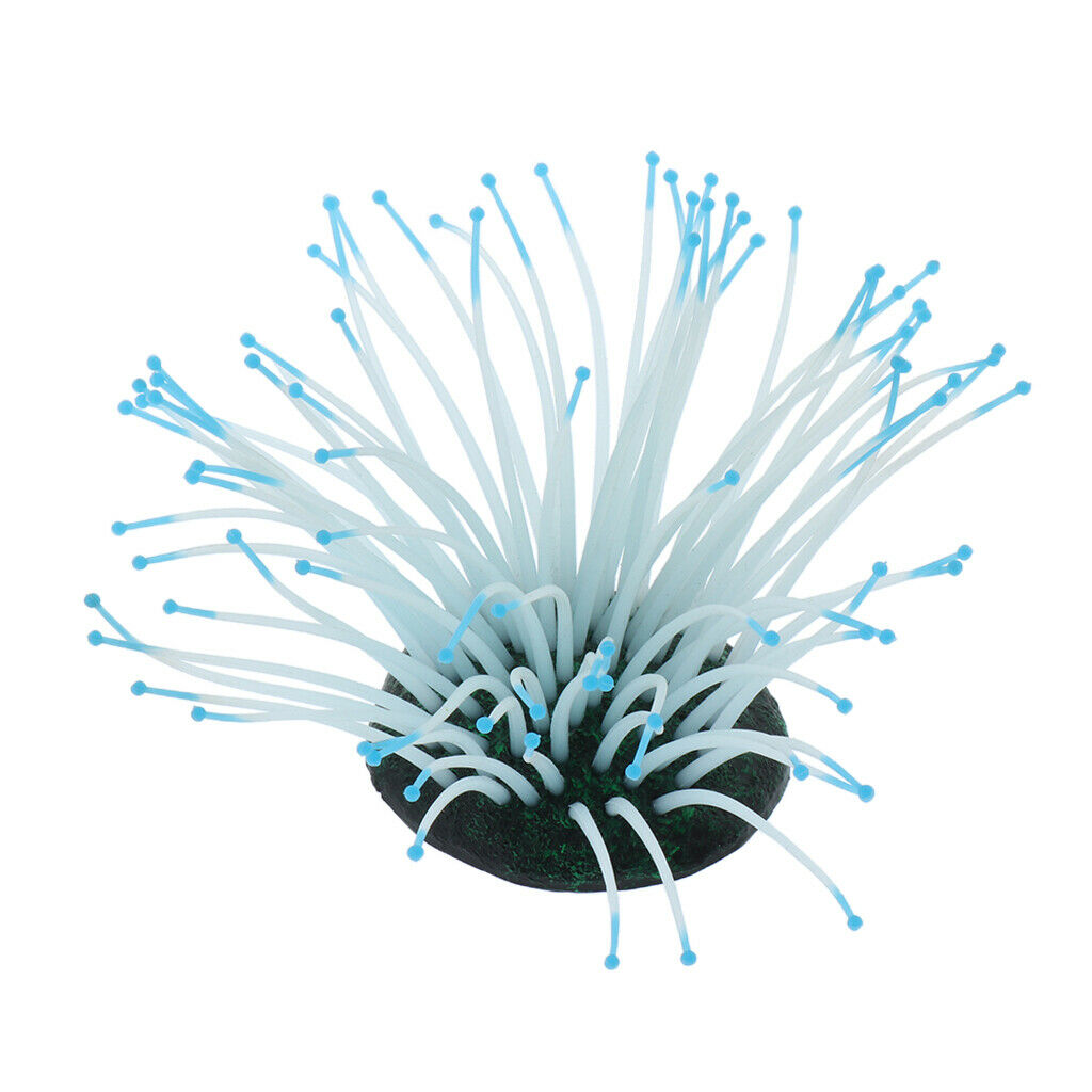 1 Pc Glowing Silicone Aquarium Landscape Artificial Sea Anemone Coral Blue