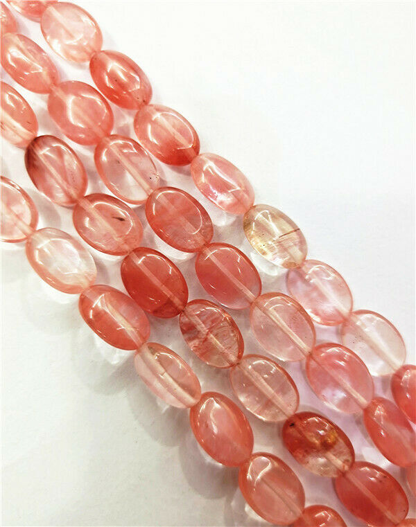 1 Strand 14x10x5mm Red Cherry Quartz Oval Spacer Loose Beads 15.5inch HH7771