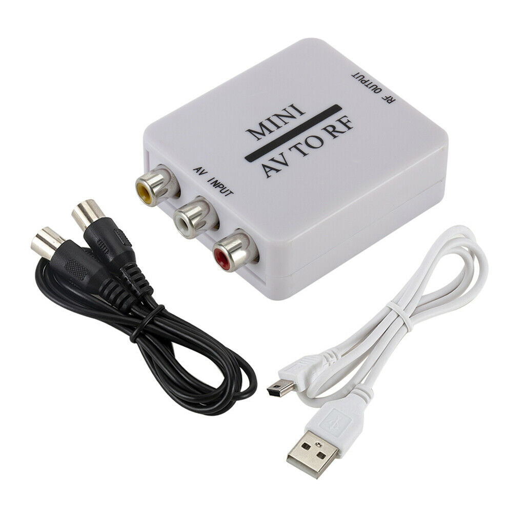 White Portable AV To RF Converter Box TV Transmitter Selector Switch 67.25 Mhz