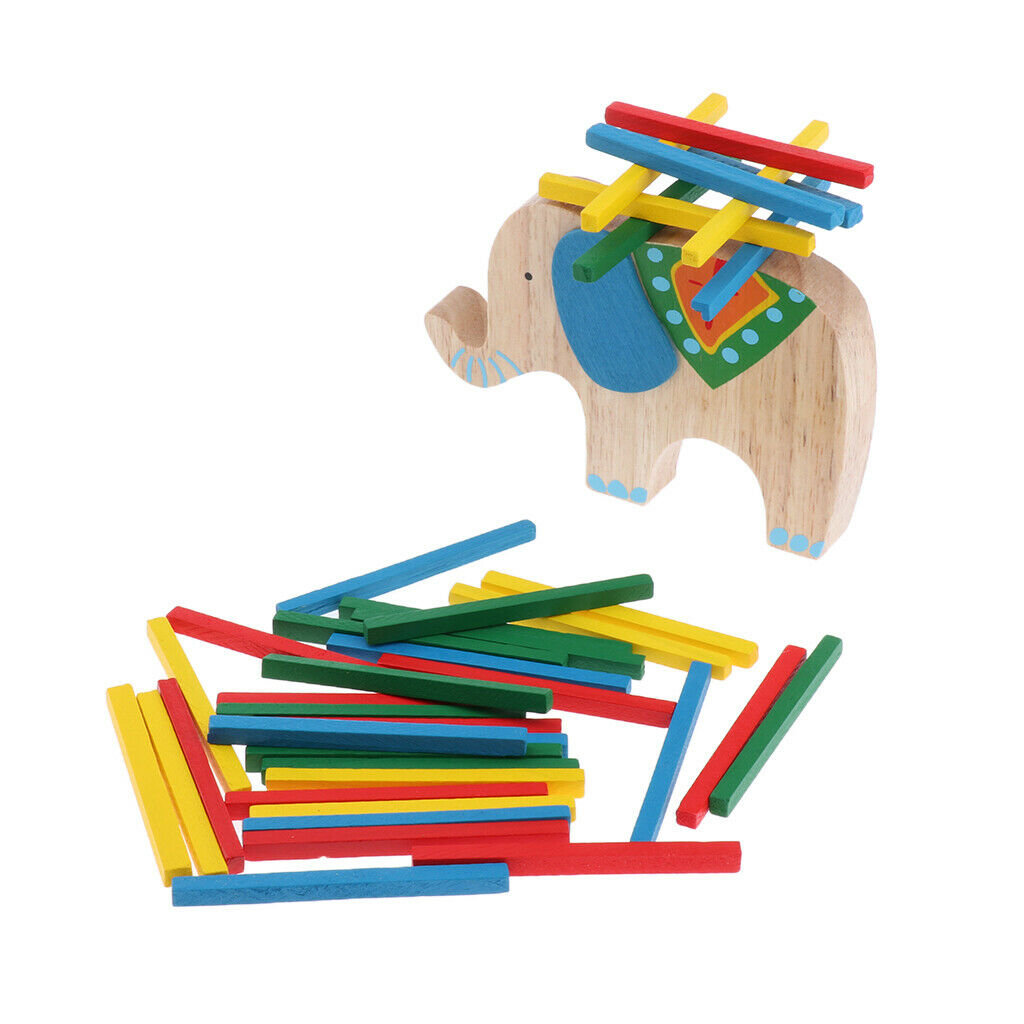 Wooden Stick Stacking Balance Beam Wooden Puzzle Building Blocks  Elephant