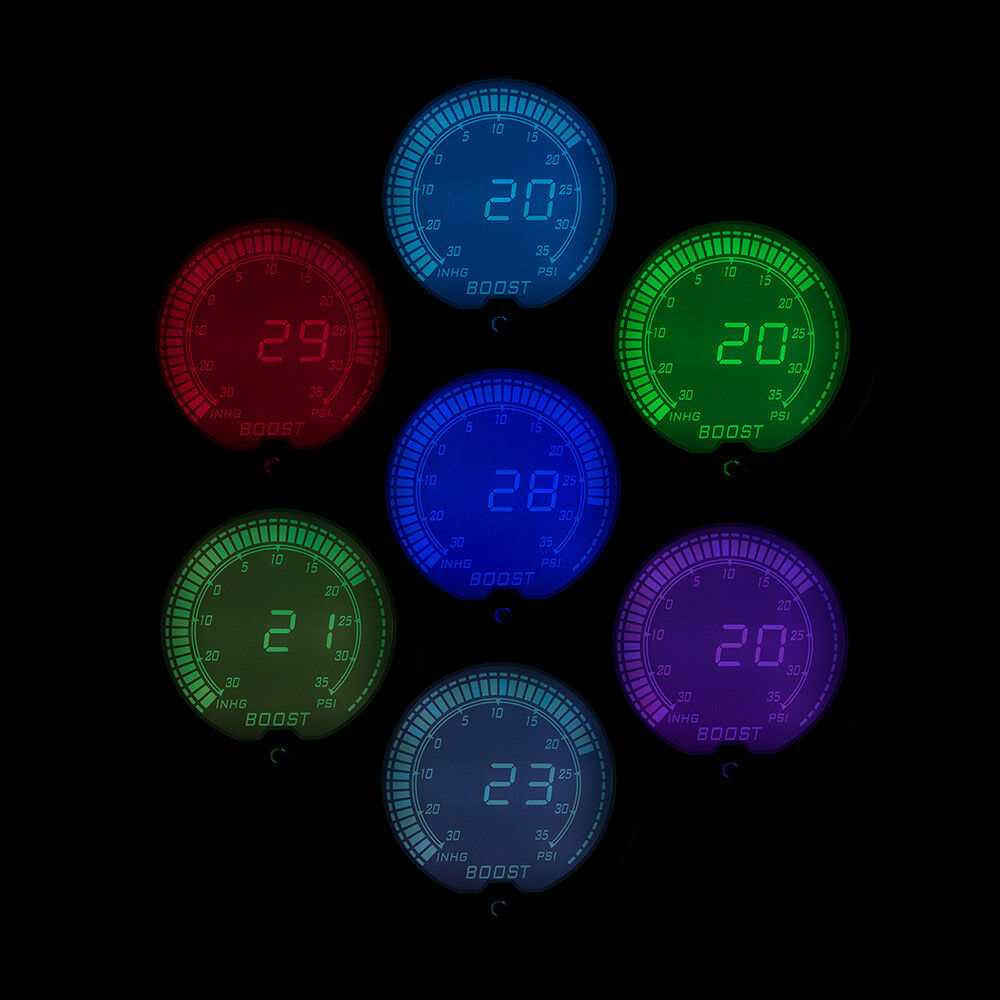 52mm/2" 7 Colors Universal 35 PSI Boost Gauge Vacuum Pressure Gauge for Auto Car