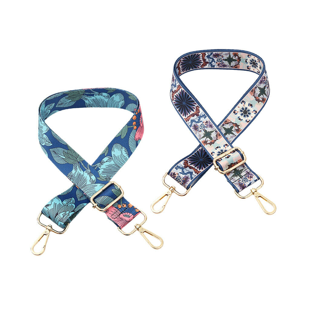 2 Pack Bag Strap with Golden Buckle Jacquard Shoulder Handbag Belt for Women