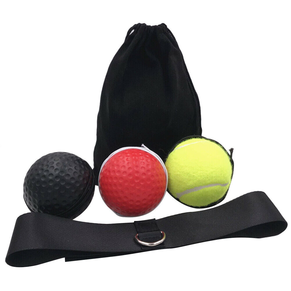 4x Muay Thai Hand Eye Training Ball Boxing Reflex Speed Ball with Headband @