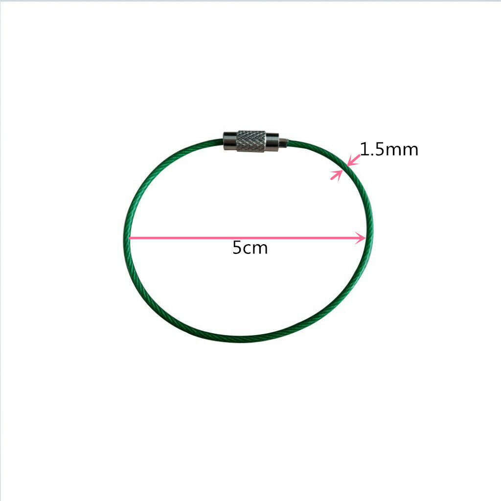 20Pcs Stainless Steel Wire Keychain Rings Cable Loops 5cm Loop Reusable