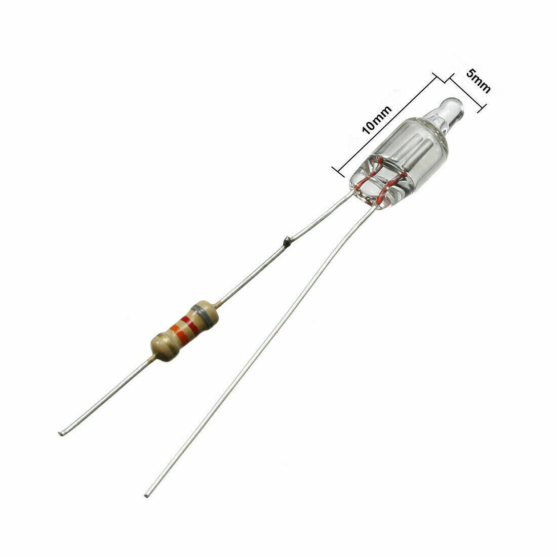 25pcs Neon Bulb Indicator Lamp Red Neon 5x10mm With Resistor 100V-220V