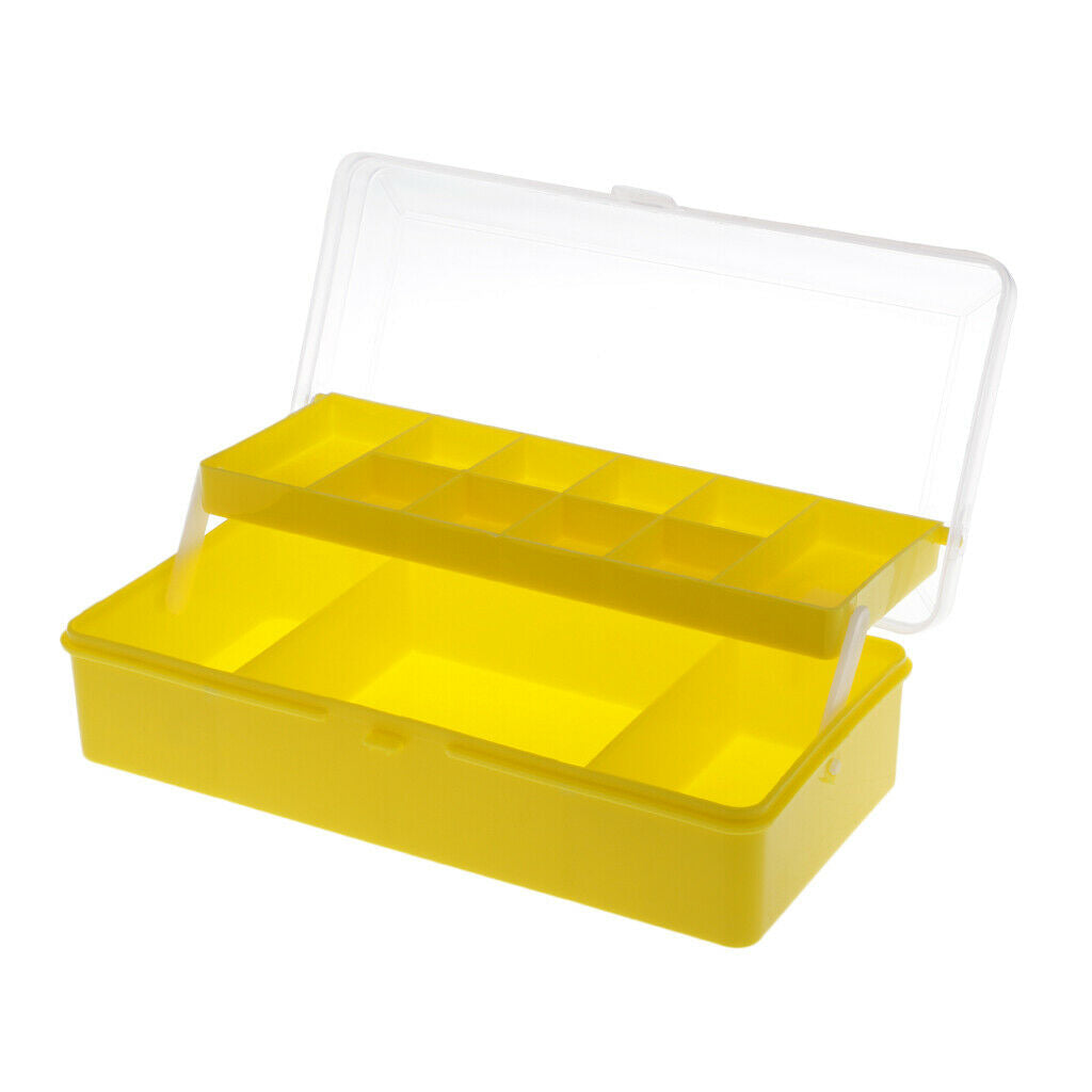 Plastic Fishing Lure Tackle Box Double Layer Spinner Bait Hooks Storage Case