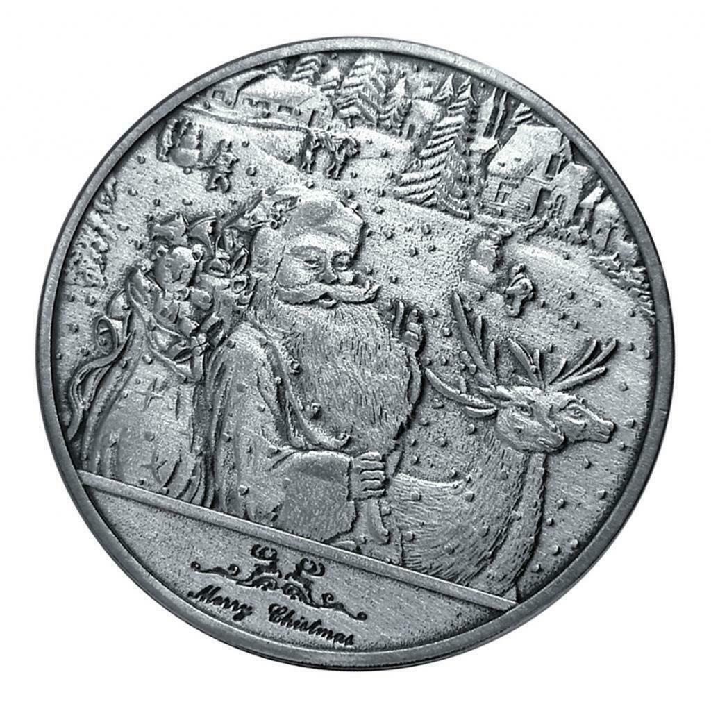 1Pc Merry Christmas Santa Claus Coins 40mm Collections Badge Gray