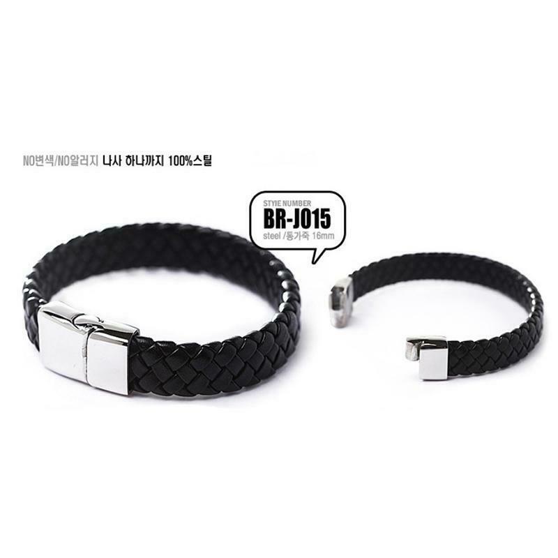 Mens Fashion Punk Leather Wrap Braided Wristband Cuff Punk Bracelet Bangle