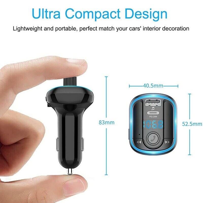 T829 Bluetooth 5.0 FM Transmitter for Car,Adapter Receiver with 10 Colors AmbiM3